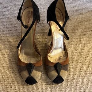 Etro Black and Brown Women's suede heels